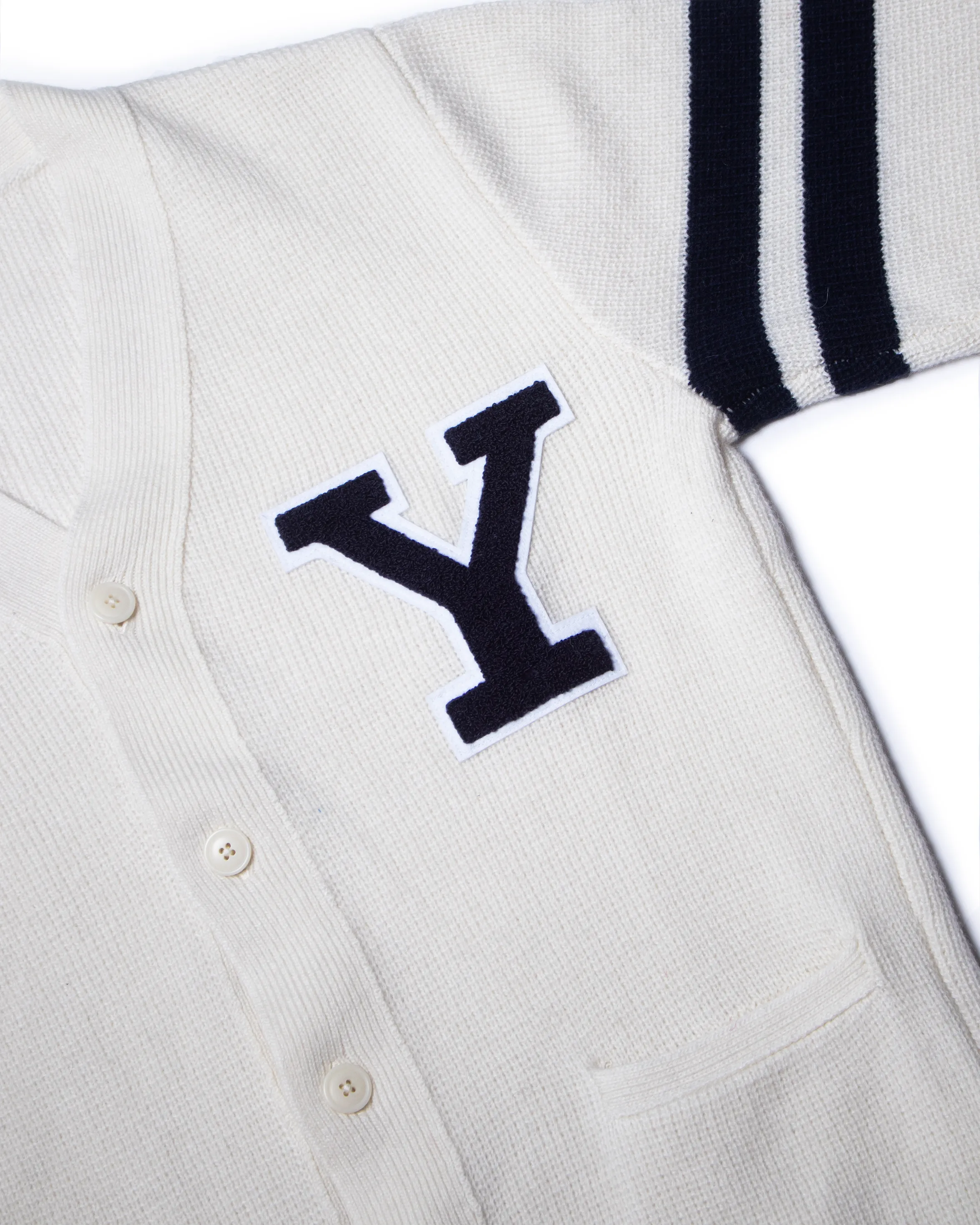 YALE WOOL VARSITY CARDIGAN - WHITE