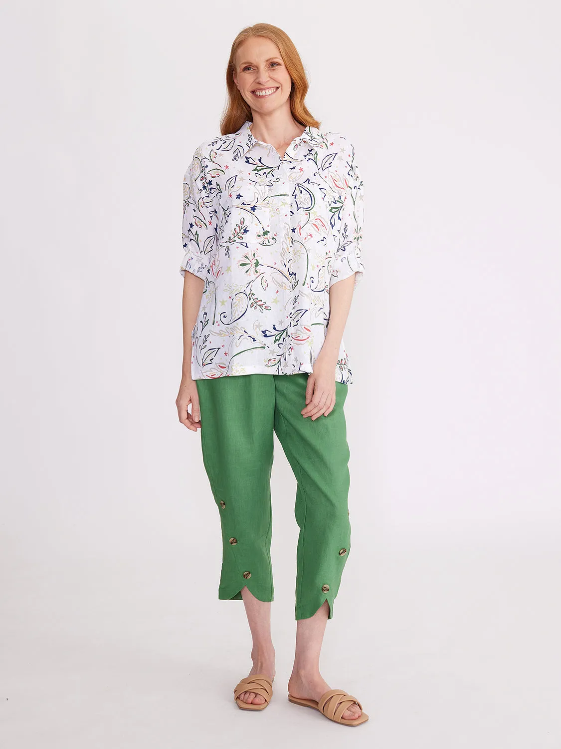 Yarra Trail Star Flower Linen Shirt YT24S4068