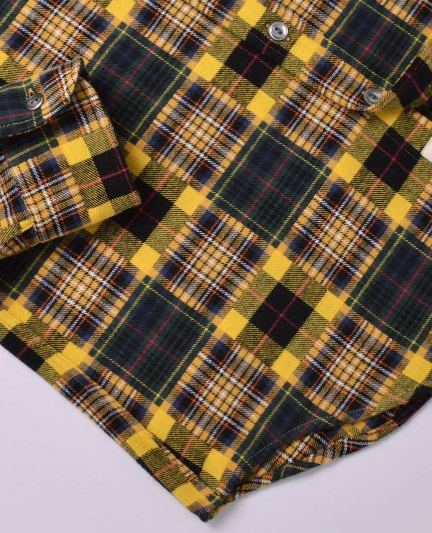 Yellow Patchwork Blanket Flannel Shirt