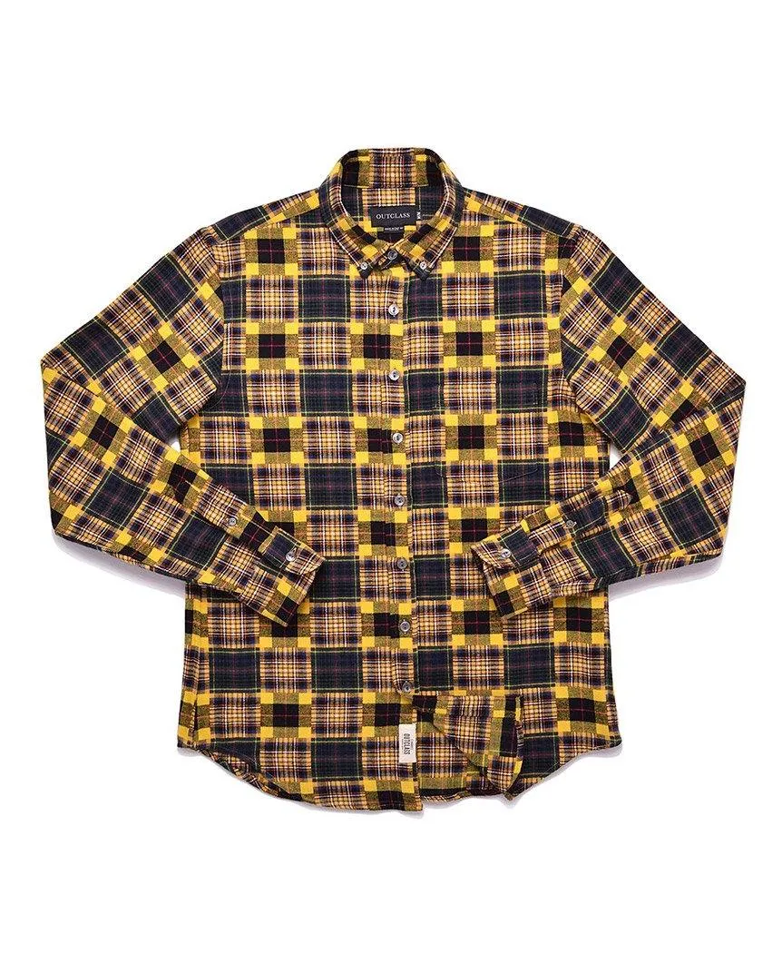 Yellow Patchwork Blanket Flannel Shirt