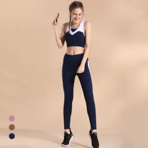 Yoga Sportswear Set Tracksuit for Women Yoga Sets 2 Piece Tank Top Vest and Pants Tight Fitness Gym Anti-Sweat Athletic Bra Pant