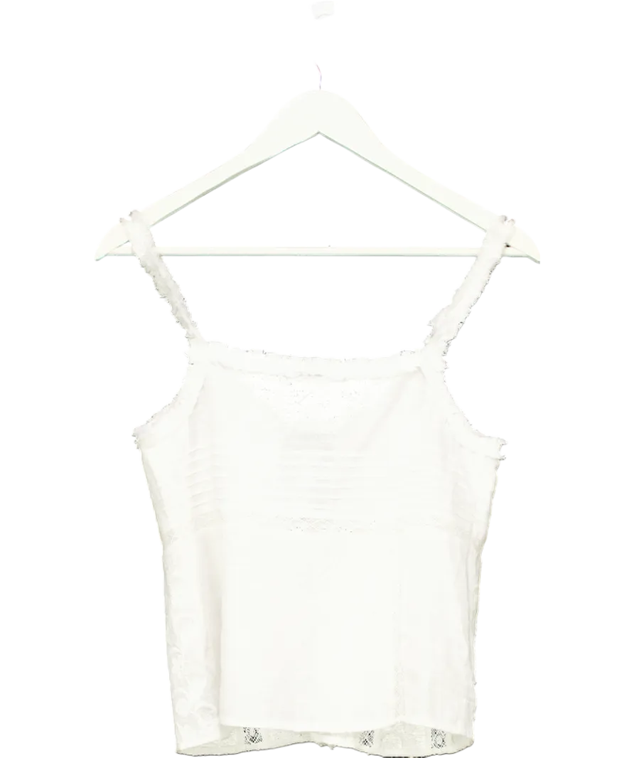 ZARA White Embroidered Camisole UK S