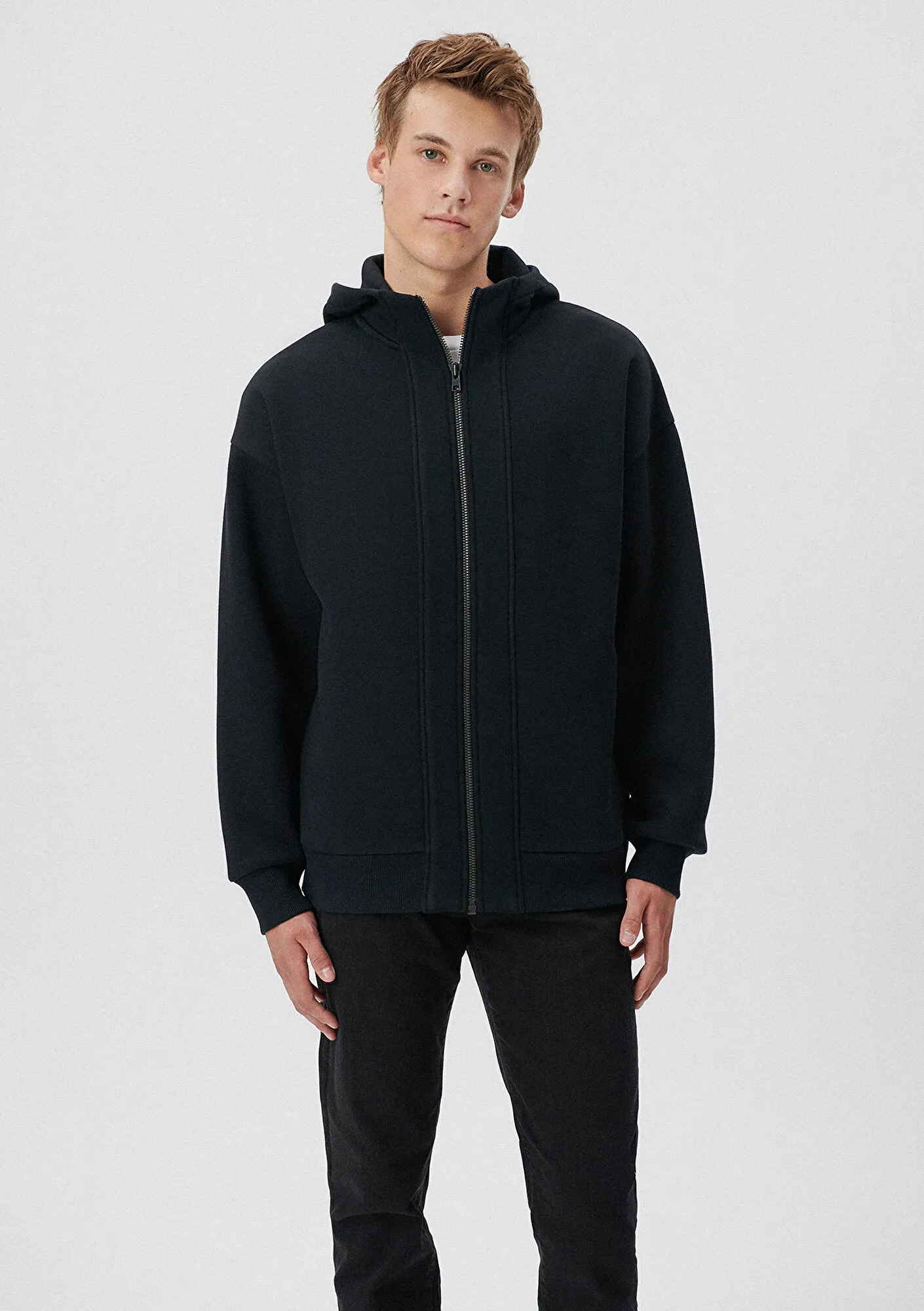 Zip Up Black Hooded Sweatshirt