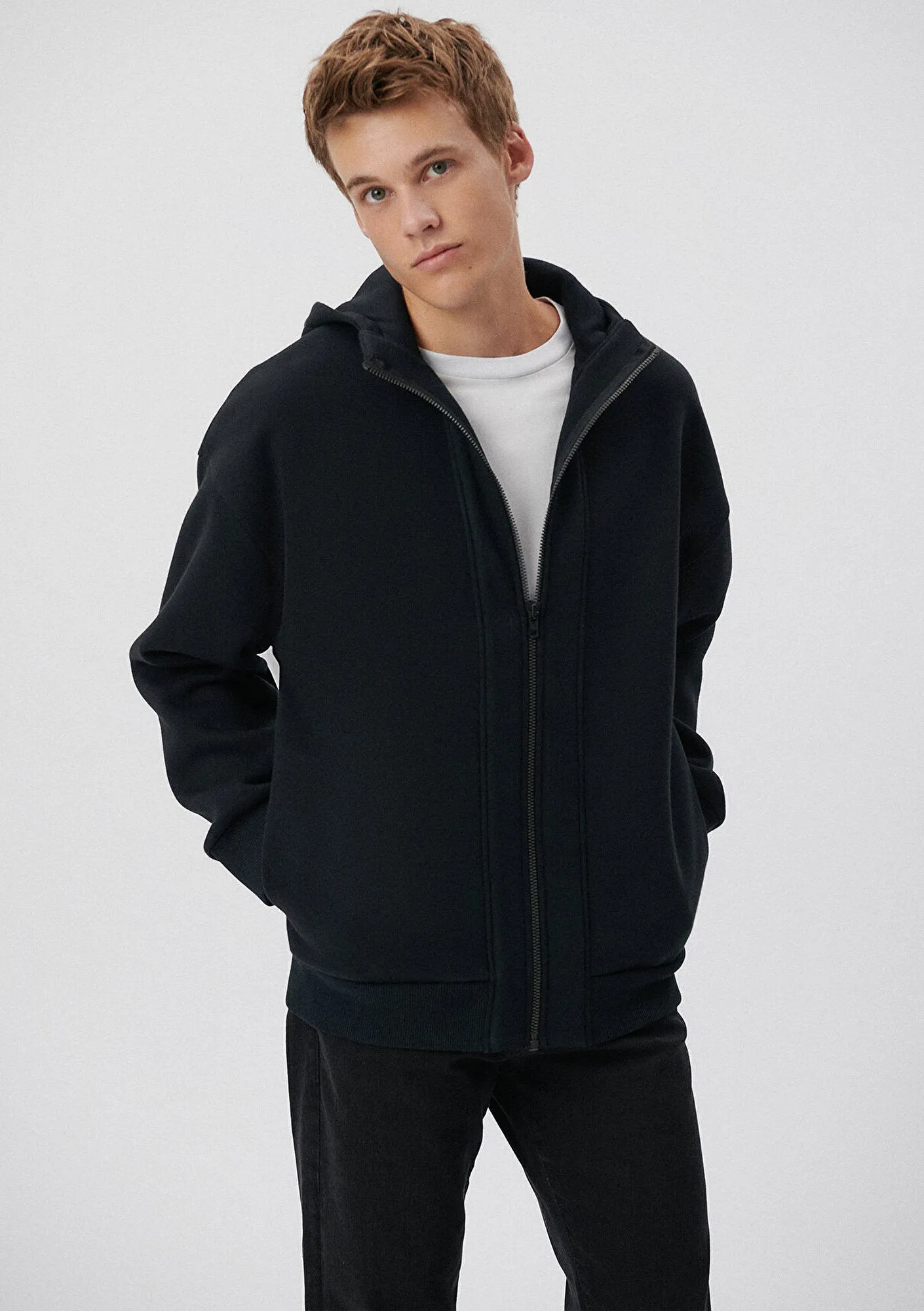 Zip Up Black Hooded Sweatshirt