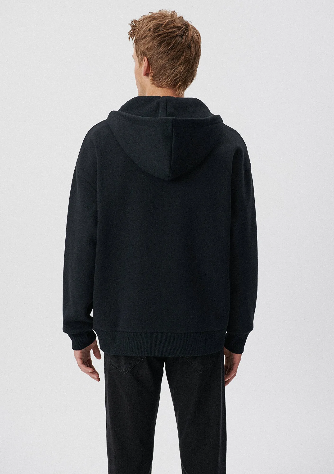 Zip Up Black Hooded Sweatshirt